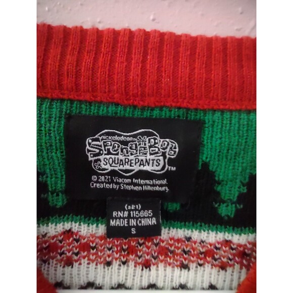 SpongeBob SquarePants Men's Small Patrick Star Knit Ugly Christmas Sweater Tree - Picture 4 of 8